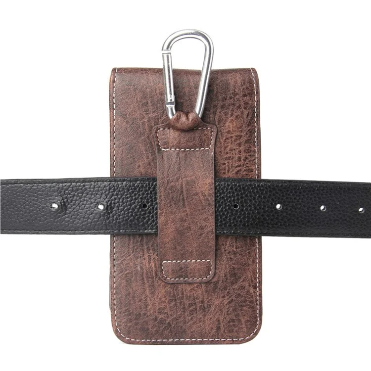 Multifunction Vertical Mobile Phone Bag for 6.3-inch Cell Phones PU Leather Waist Pouch - Dark Coffee