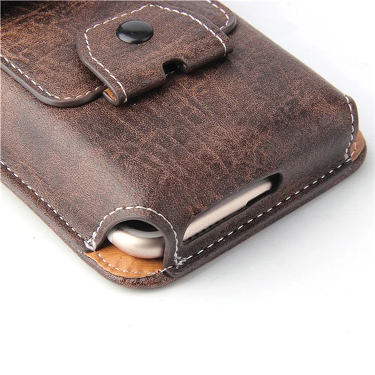 Multifunction Vertical Mobile Phone Bag for 6.3-inch Cell Phones PU Leather Waist Pouch - Dark Coffee