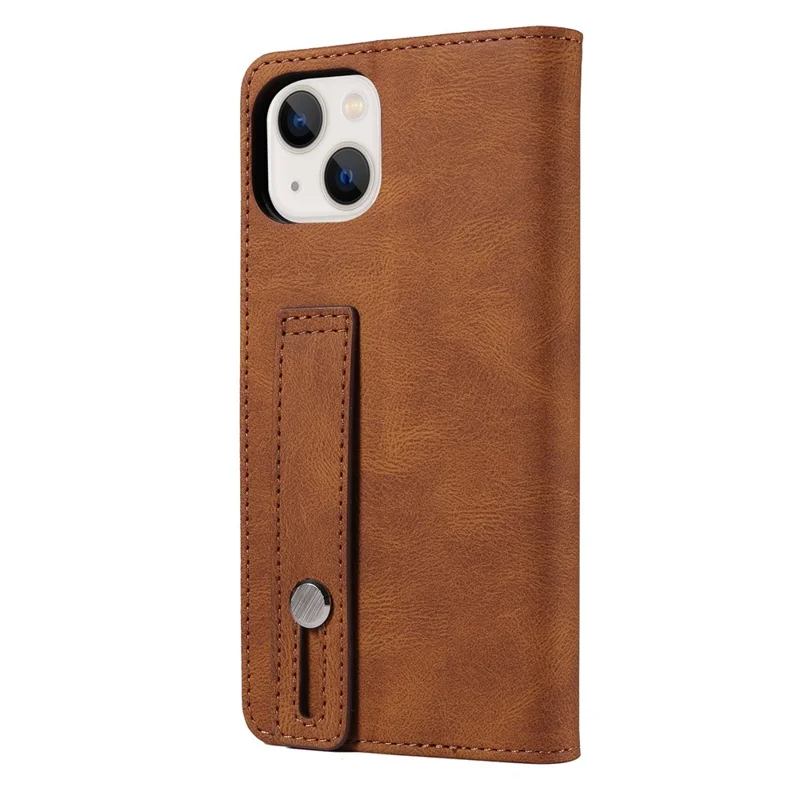 Para Iphone 14 Pro Máximo de 6,7 Polegadas à Prova de Telefone à Prova de Telefone Anti-arranhão PU Magnetic Couro Flip Cartet Stand Com Pulseira - Castanho