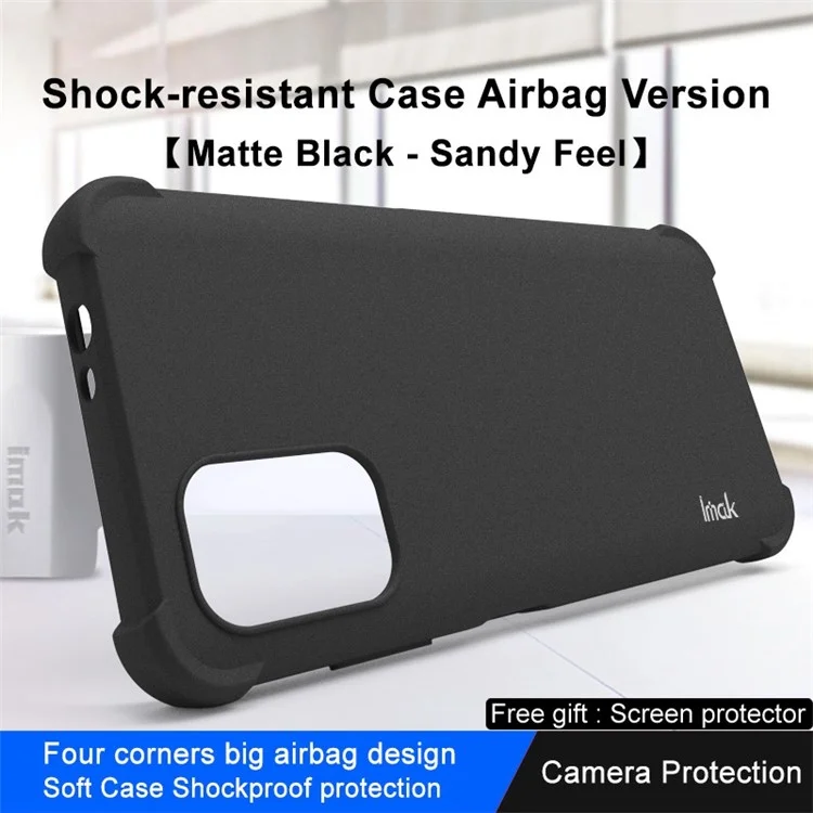 IMAK for Nokia G11 / G21 Soft TPU Case Matte Airbag Anti-drop Protection Cover with Screen Protector - Black
