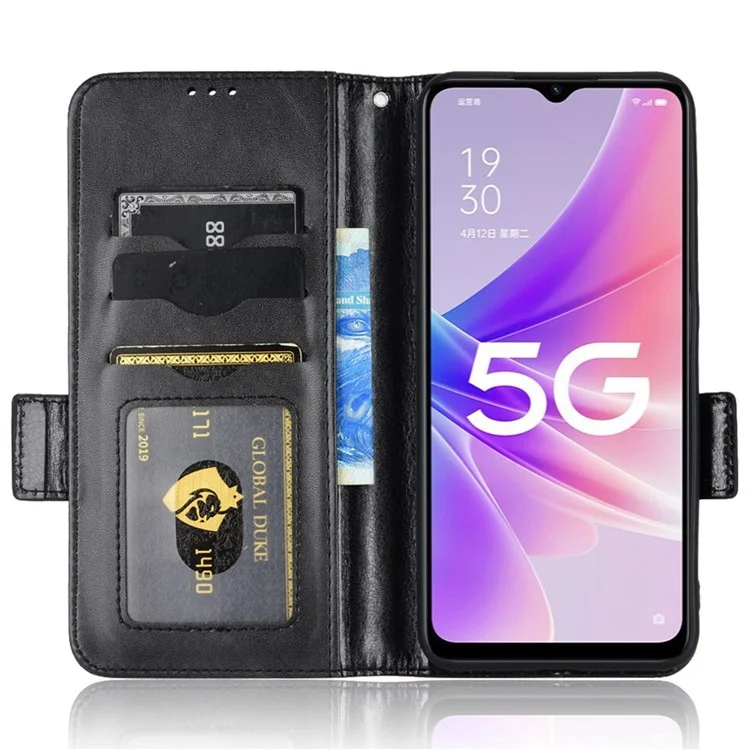Для Oppo A57 (2022) 5G / A77 5G / OnePlus Nord N300 5G / Realme Narzo 50 5G / V23 5G Защитный чехол для телефона с треугольным узором, с магнитной застежкой и откидной крышкой-бумажником - черный
