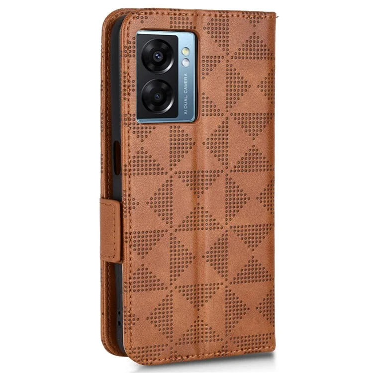 Pour Oppo A57 (2022) 5G / A77 5G / Realme Narzo 50 5G / V23 5G Anti-scratch Téléphone Triangle Match Modèle Imprimé de Couverture de Portefeuille de Portefeuille de Revers en Cuir PU Magnétique Imprimé - Brun