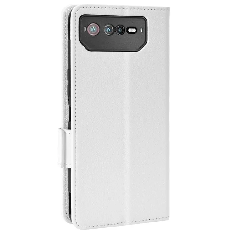Para Asus Rog Telefone 6 5G / Telefone 6 Pro 5G PU Couro Duplo Graco Magnético Tampa do Flip -stand Característica Litchi Texture Cartlet Burse Case - Branco