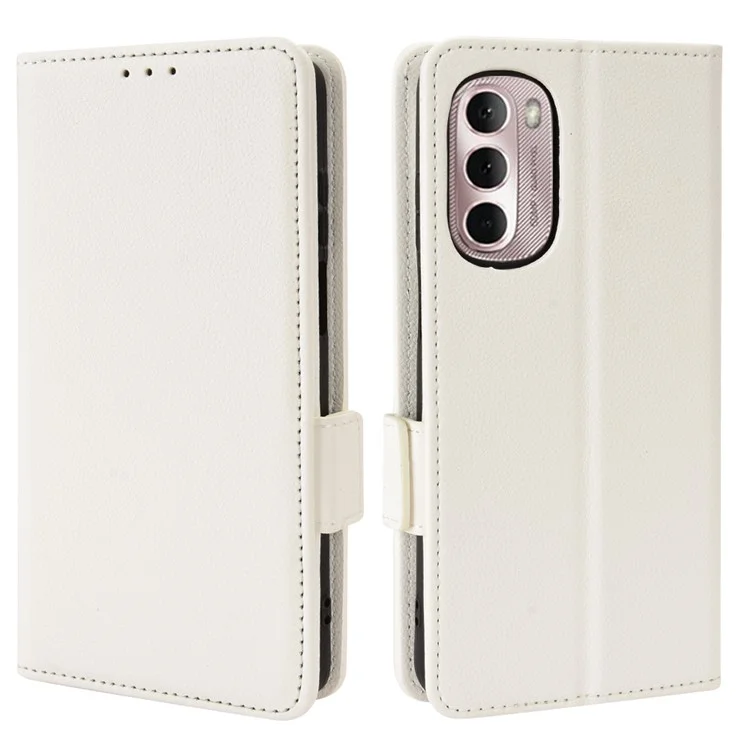 PU Leather Litchi Texture Cover for Motorola Moto G Stylus 4G (2022), Side Magnetic Clasp Shockproof Phone Case with Wallet Stand - White
