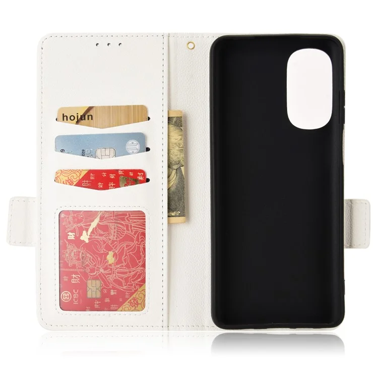 PU Leather Litchi Texture Cover for Motorola Moto G Stylus 4G (2022), Side Magnetic Clasp Shockproof Phone Case with Wallet Stand - White