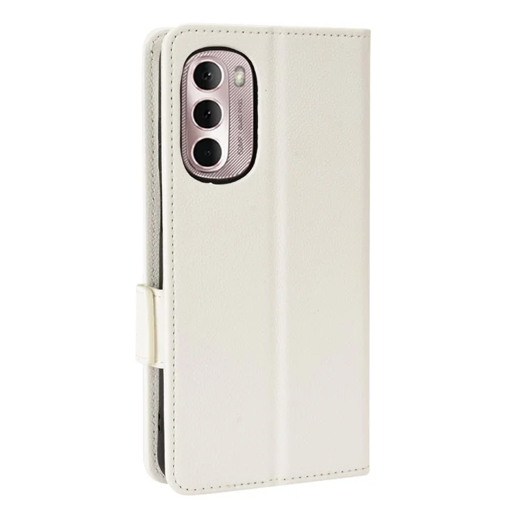 PU Leather Litchi Texture Cover for Motorola Moto G Stylus 4G (2022), Side Magnetic Clasp Shockproof Phone Case with Wallet Stand - White