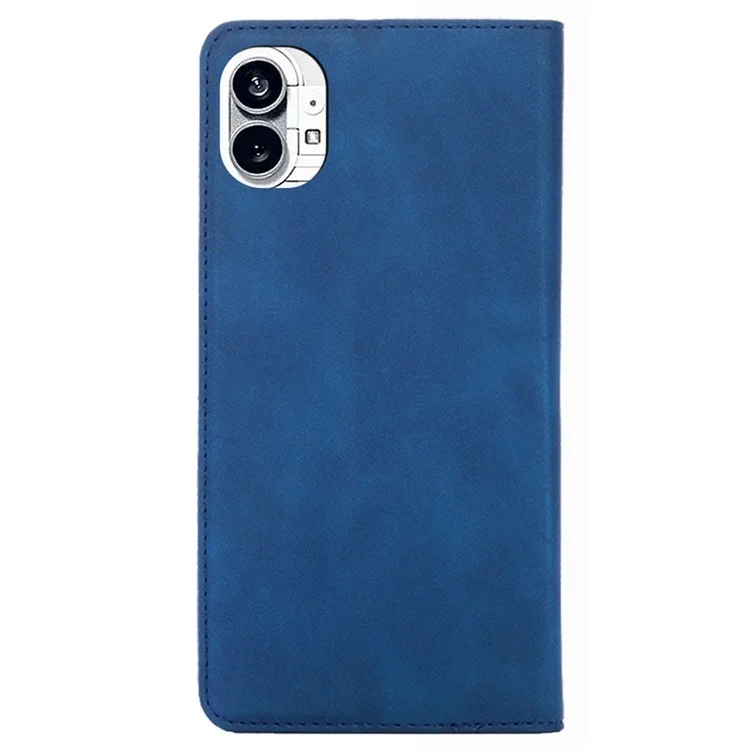 For Nothing phone (1) 5G Skin-touch Leather Magnetic Drop-proof Case Card Slots Auto-absorbed Stand Phone Shell - Blue