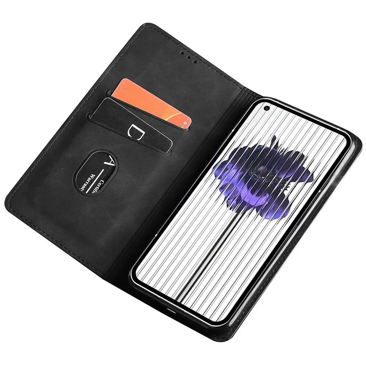 Per Nothing phone (1) 5G Pelle al tocco Custodia magnetica a prova di caduta Alloggiamento per schede Auto-assorbito Supporto per telefono - Nero