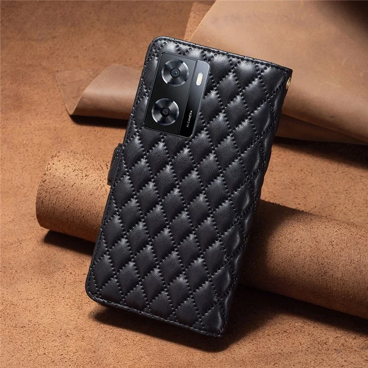 Binfen Color BF Style-15 Pour Oppo A57 4G PU le Cuir Zipper de Poche Portefeuille Téléfot - le Noir