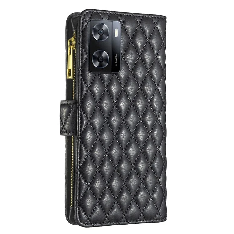 Binfen Color BF Style-15 Pour Oppo A57 4G PU le Cuir Zipper de Poche Portefeuille Téléfot - le Noir
