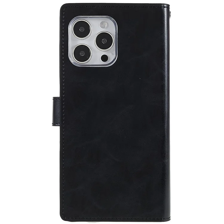MERCURY GOOSPERY for iPhone 14 Pro 6.1 inch Mansoor Series Multiple Card Slots Phone Case PU Leather Wallet Folio Flip Cover - Black
