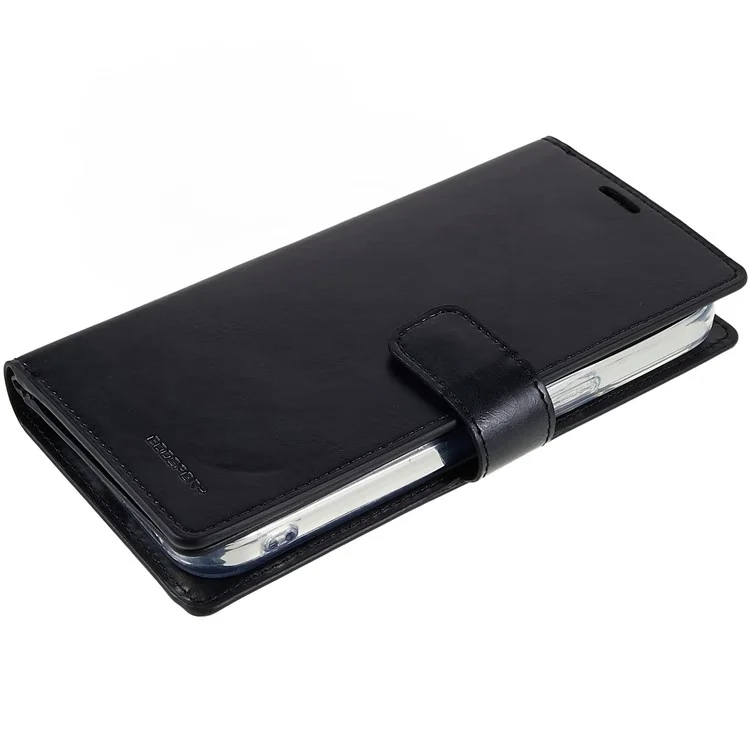 MERCURY GOOSPERY for iPhone 14 Pro 6.1 inch Mansoor Series Multiple Card Slots Phone Case PU Leather Wallet Folio Flip Cover - Black