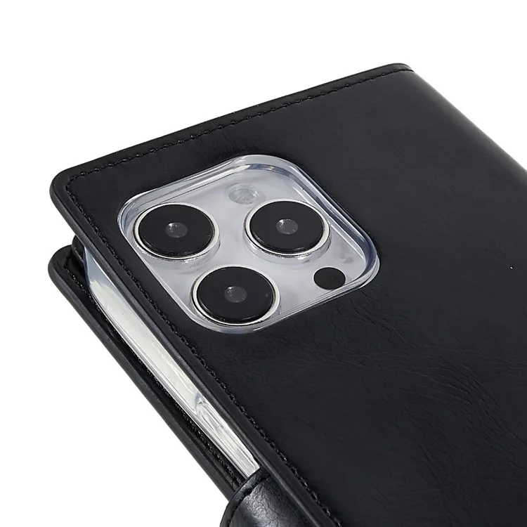MERCURY GOOSPERY for iPhone 14 Pro 6.1 inch Mansoor Series Multiple Card Slots Phone Case PU Leather Wallet Folio Flip Cover - Black