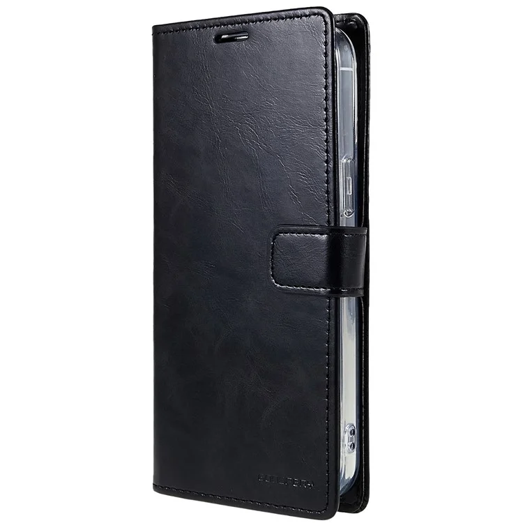MERCURY GOOSPERY Blue Moon Wallet Case for iPhone 14 Pro 6.1 inch, Shockproof PU Leather Stand Flip Magnetic Clasp Mobile Phone Cover - Black