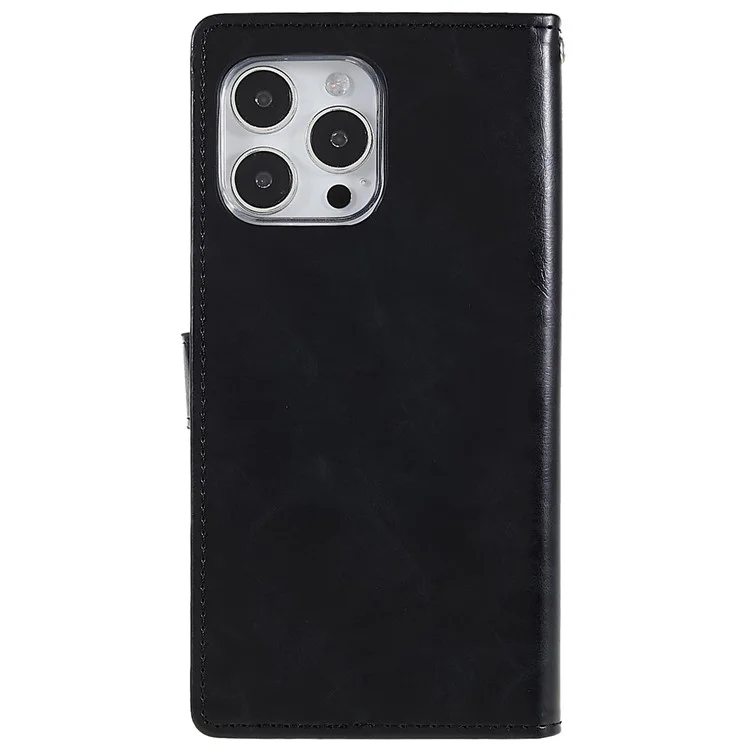 MERCURY GOOSPERY Blue Moon Wallet Case for iPhone 14 Pro 6.1 inch, Shockproof PU Leather Stand Flip Magnetic Clasp Mobile Phone Cover - Black