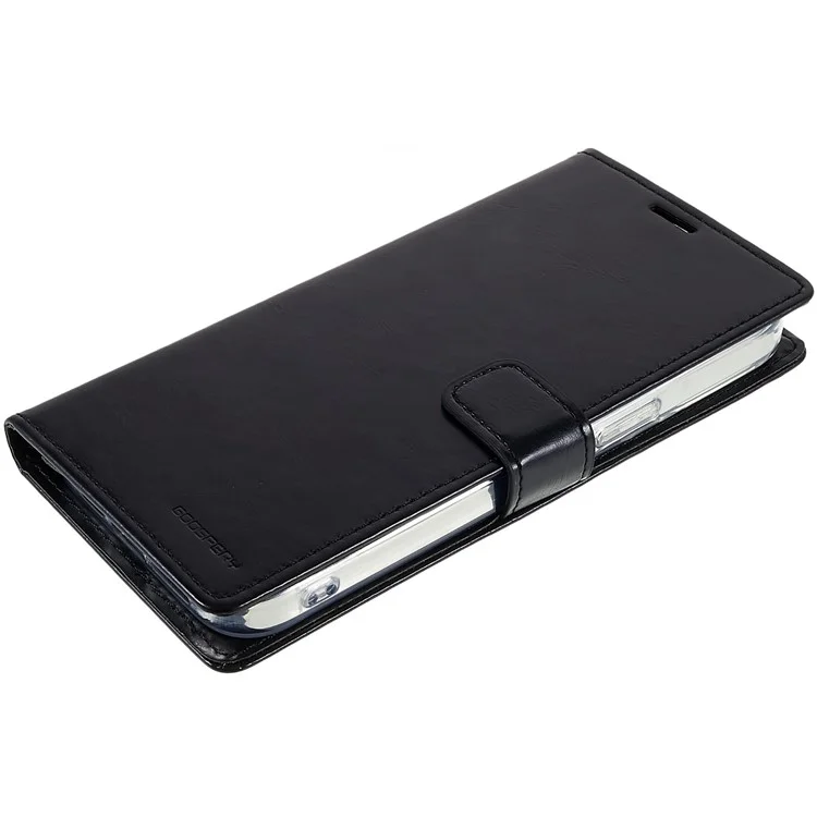 MERCURY GOOSPERY Blue Moon Wallet Case for iPhone 14 Pro 6.1 inch, Shockproof PU Leather Stand Flip Magnetic Clasp Mobile Phone Cover - Black