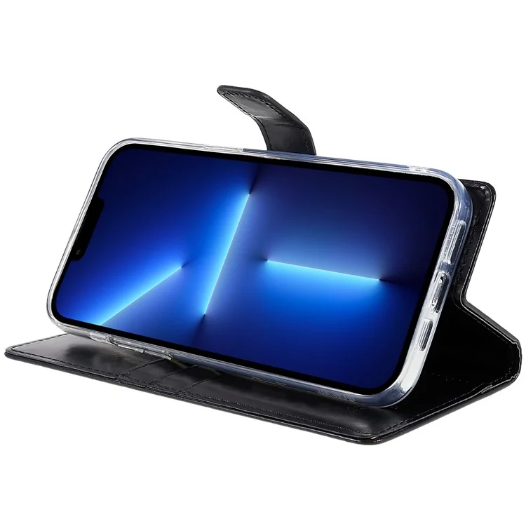 MERCURY GOOSPERY Blue Moon Wallet Case for iPhone 14 Pro 6.1 inch, Shockproof PU Leather Stand Flip Magnetic Clasp Mobile Phone Cover - Black