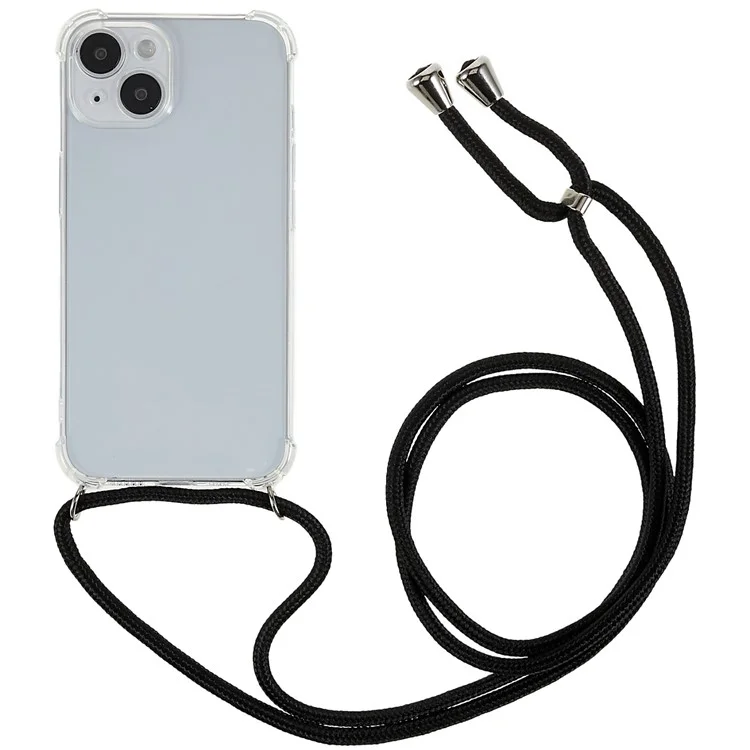 Funda de teléfono transparente con esquinas reforzadas y cordón para iPhone 14 de 6.1 pulgadas