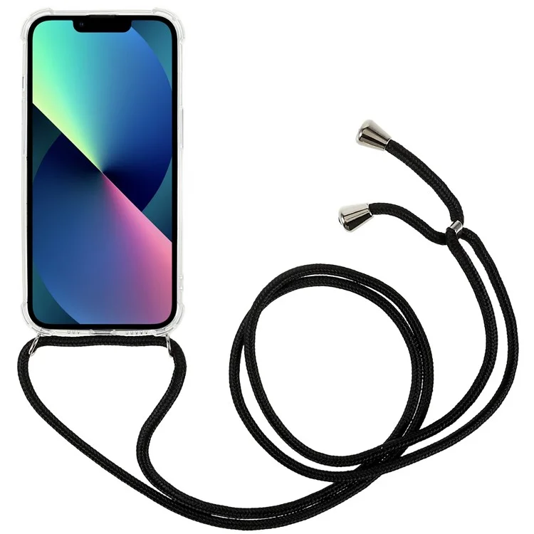 Funda de teléfono transparente con esquinas reforzadas y cordón para iPhone 14 de 6.1 pulgadas
