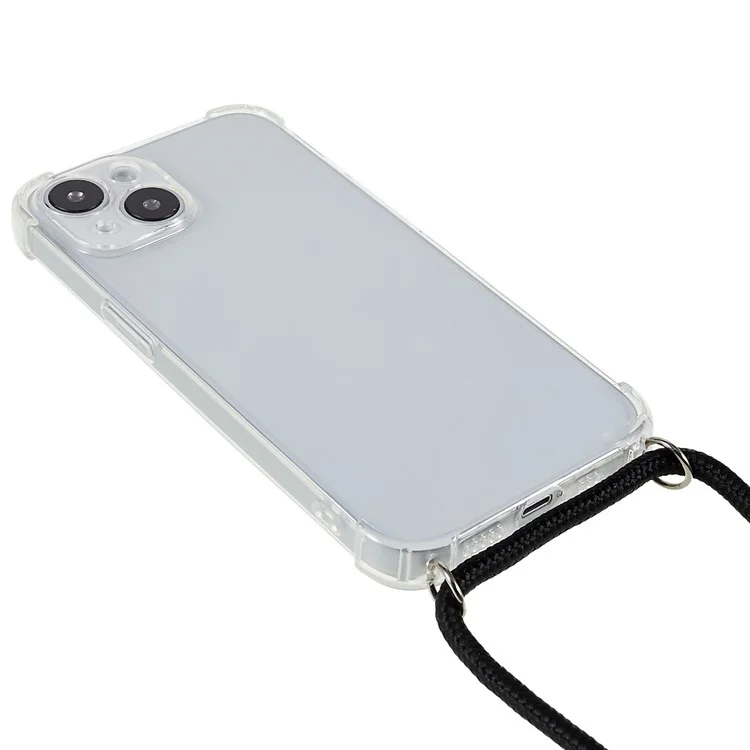 Funda de teléfono transparente con esquinas reforzadas y cordón para iPhone 14 de 6.1 pulgadas