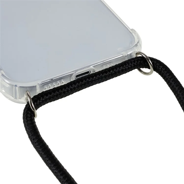 Funda de teléfono transparente con esquinas reforzadas y cordón para iPhone 14 de 6.1 pulgadas