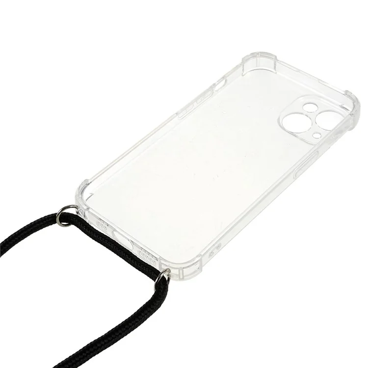 Funda de teléfono transparente con esquinas reforzadas y cordón para iPhone 14 de 6.1 pulgadas