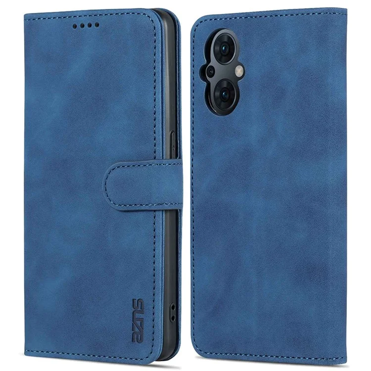 AZNS Pour Oppo Reno8 Lite 5G Étui de Téléphone Porte-Cartes Résistant aux Chutes avec Support en Cuir PU - Bleu
