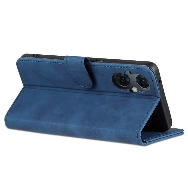AZNS Pour Oppo Reno8 Lite 5G Étui de Téléphone Porte-Cartes Résistant aux Chutes avec Support en Cuir PU - Bleu