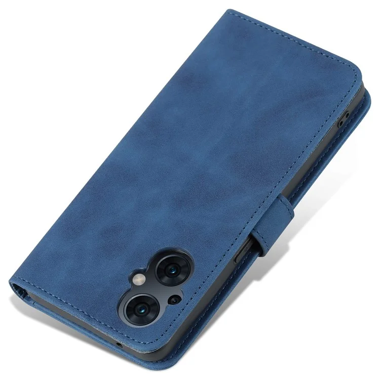 AZNS Pour Oppo Reno8 Lite 5G Étui de Téléphone Porte-Cartes Résistant aux Chutes avec Support en Cuir PU - Bleu