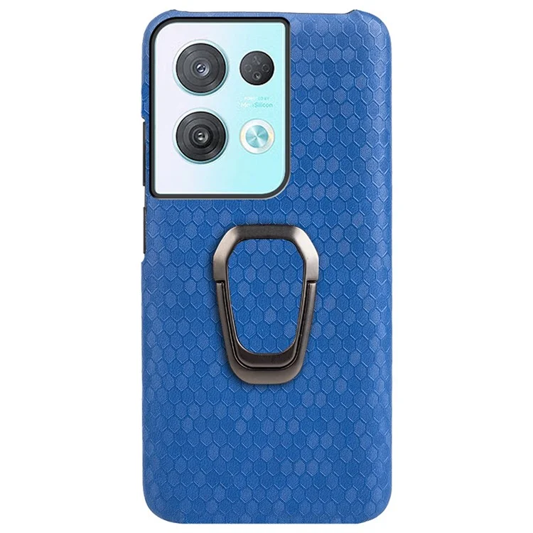 Étui de Téléphone au Motif en Nid D'abeille Pour Oppo Reno8 Pro 5G (version Globale), Couverture de Protection PU Leather PU + PC Avec Kickstand - Bleu