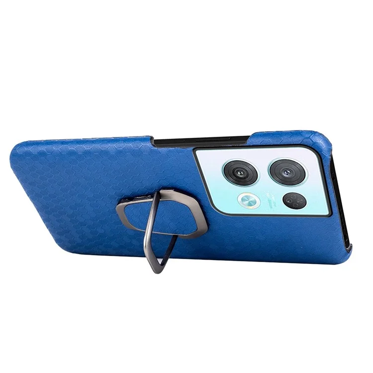 Étui de Téléphone au Motif en Nid D'abeille Pour Oppo Reno8 Pro 5G (version Globale), Couverture de Protection PU Leather PU + PC Avec Kickstand - Bleu
