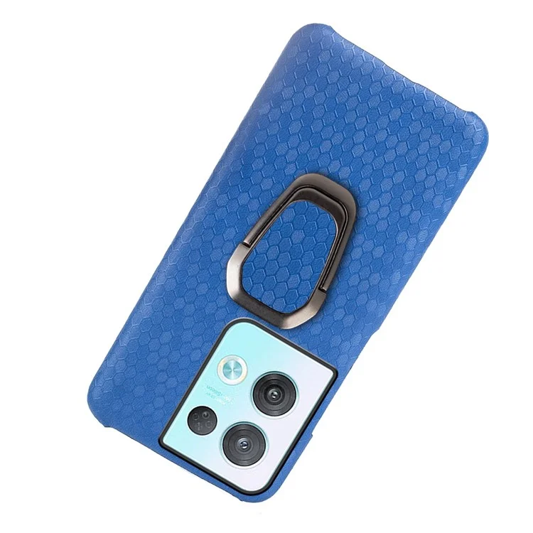 Étui de Téléphone au Motif en Nid D'abeille Pour Oppo Reno8 Pro 5G (version Globale), Couverture de Protection PU Leather PU + PC Avec Kickstand - Bleu