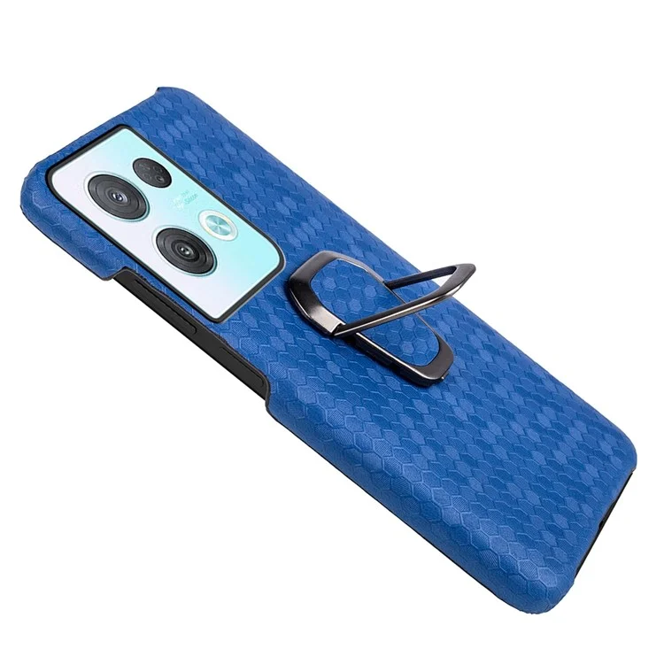 Étui de Téléphone au Motif en Nid D'abeille Pour Oppo Reno8 Pro 5G (version Globale), Couverture de Protection PU Leather PU + PC Avec Kickstand - Bleu