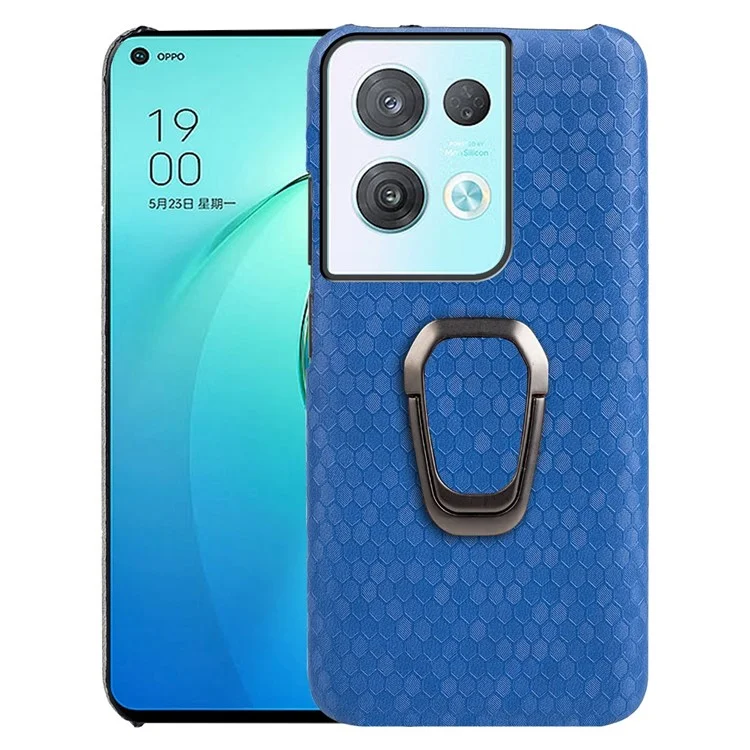 Étui de Téléphone au Motif en Nid D'abeille Pour Oppo Reno8 Pro 5G (version Globale), Couverture de Protection PU Leather PU + PC Avec Kickstand - Bleu