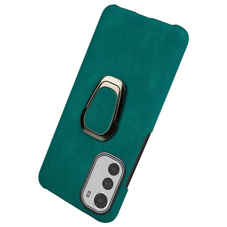 Pour Motorola Moto E32 Hange 4G Hander Kickstand PU Enrouler PC Revêtu PC Couverture Mobile Téléphone Mobile Anti-drop - Vert