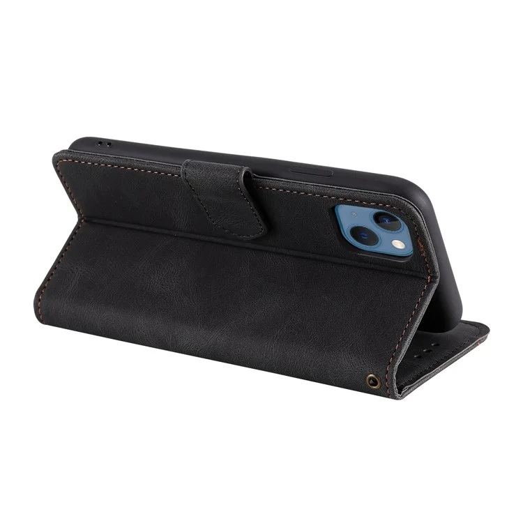 Für Das Iphone 14 Max 6,7 Zoll Spleißstichhaut-touch Folio Flip Case Stand PU Leder Drop-proof-mobiltelefonabdeckung - Schwarz