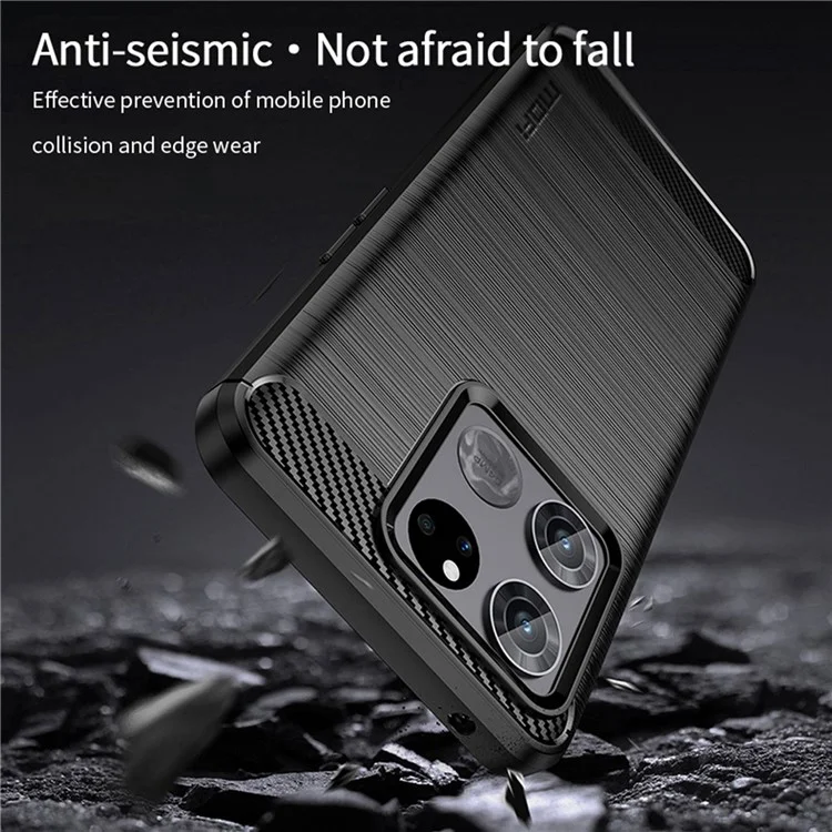 MOFI JK TPU Serie-1 Para OnePlus Ace Racing 5G Anti-bidust Soft TPU Celebe Cell Telephip Surfare Fiber de Fibra de Carbono Fibra - Negro