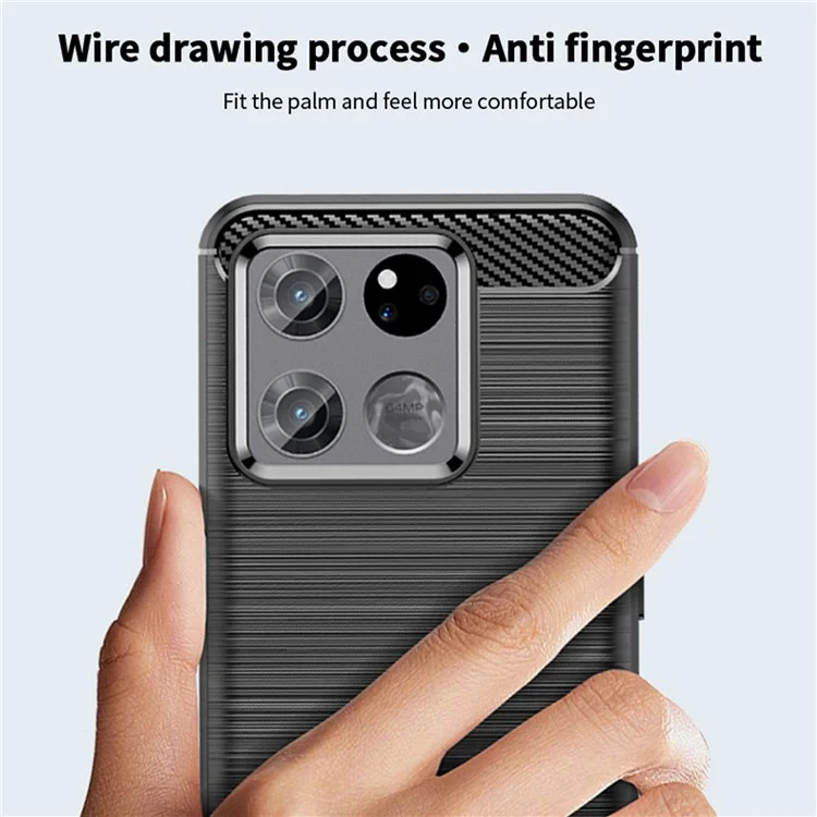 MOFI JK TPU Serie-1 Para OnePlus Ace Racing 5G Anti-bidust Soft TPU Celebe Cell Telephip Surfare Fiber de Fibra de Carbono Fibra - Negro