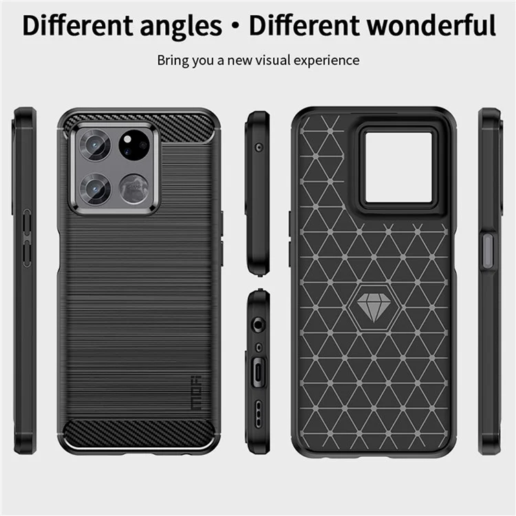 MOFI JK TPU Serie-1 Para OnePlus Ace Racing 5G Anti-bidust Soft TPU Celebe Cell Telephip Surfare Fiber de Fibra de Carbono Fibra - Negro