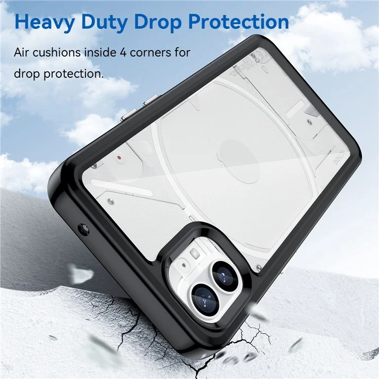 Coque de téléphone anti-goutte pour Nothing phone (1) 5G, Coque arrière hybride anti-rayures en TPU + acrylique - Noir