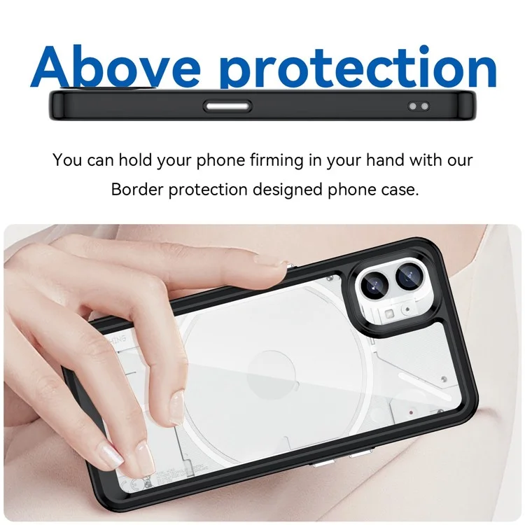 Coque de téléphone anti-goutte pour Nothing phone (1) 5G, Coque arrière hybride anti-rayures en TPU + acrylique - Noir