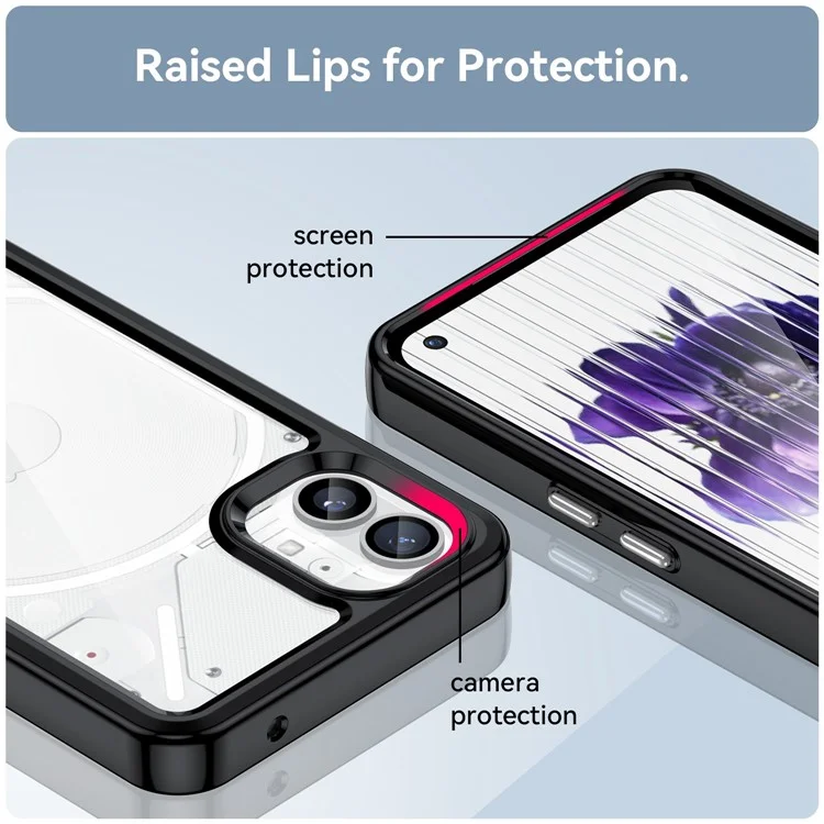 Coque de téléphone anti-goutte pour Nothing phone (1) 5G, Coque arrière hybride anti-rayures en TPU + acrylique - Noir