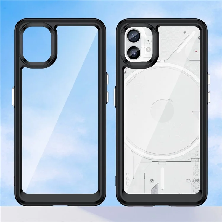 Coque de téléphone anti-goutte pour Nothing phone (1) 5G, Coque arrière hybride anti-rayures en TPU + acrylique - Noir