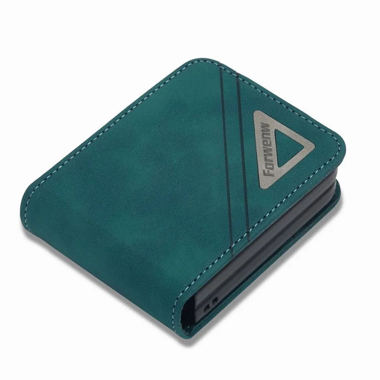 FORWENW F3-Series Для Samsung Galaxy Z Flip3 5G Design Design Card Case Case pu Кожаный Мобильный Телефон с Подставкой - Голубой