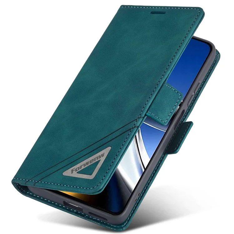 Forwenw F3-serie Für Xiaomi Poco M4 Pro 4G Schockfeste Flip-wallet-hülle PU Leder-telefonschutzabdeckung Mit Ständer - Cyan