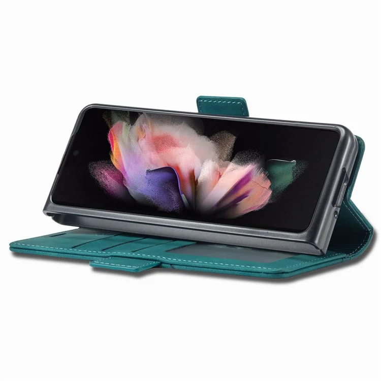 Forwenw F3-serie Para Samsung Galaxy Z Fold4 5G PU PU PU PU Puero Case de la Billetera de la Billetera Flip Cover Flip - Cian