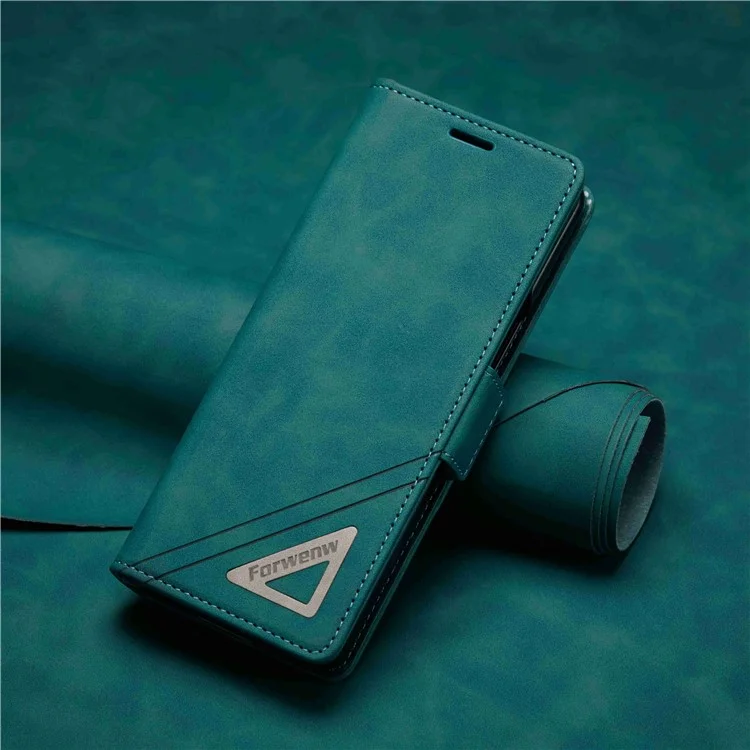 Forwenw F3-serie Para Samsung Galaxy Z Fold4 5G PU PU PU PU Puero Case de la Billetera de la Billetera Flip Cover Flip - Cian
