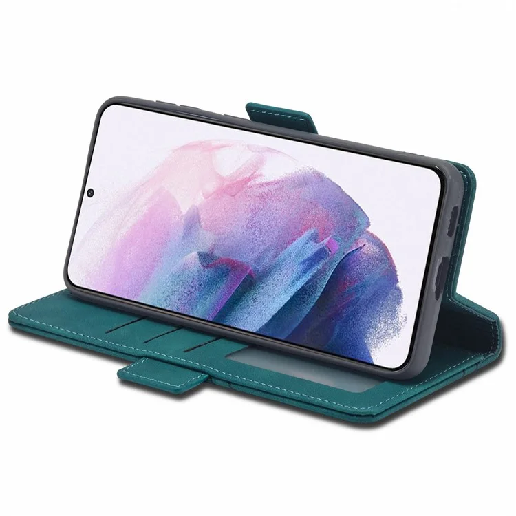 FORWENW F3-Series For Samsung Galaxy S22+ 5G Drop-proof Flip Wallet Case Card Holder PU Leather Mobile Phone Cover with Stand Protective Shell - Cyan