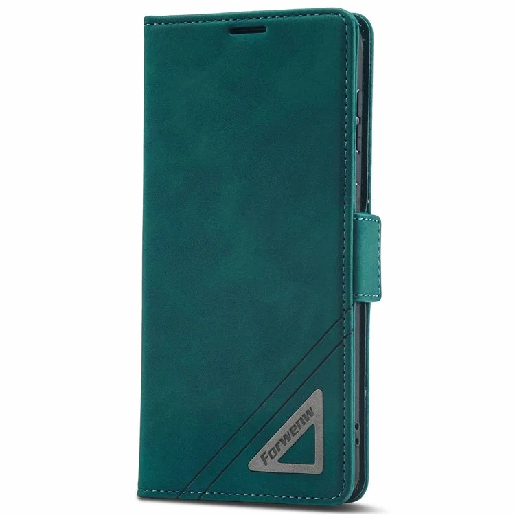 FORWENW F3-Series For Samsung Galaxy S22+ 5G Drop-proof Flip Wallet Case Card Holder PU Leather Mobile Phone Cover with Stand Protective Shell - Cyan