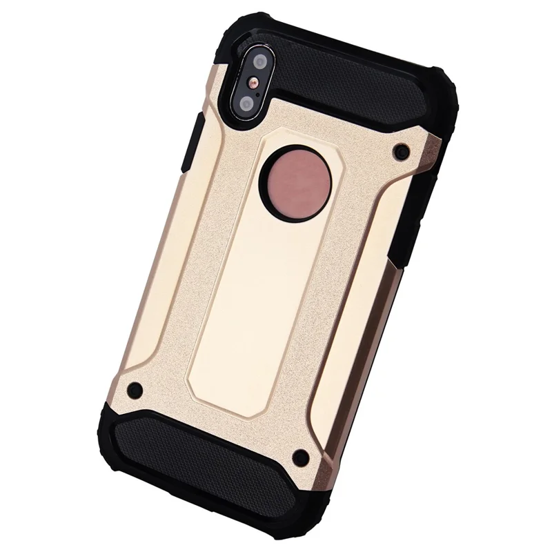 For iPhone X / XS 5.8 inch Drop-proof Mobile Phone Case Soft TPU + Hard PC Hybrid Protective Cover - Gold